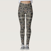 Art Deko Schwarz-Gold-Böhmisches Muster Leggings (Vorderseite)