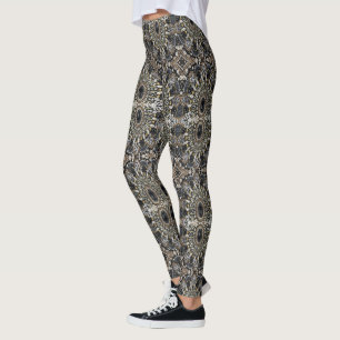 Art Deko Schwarz-Gold-Böhmisches Muster Leggings