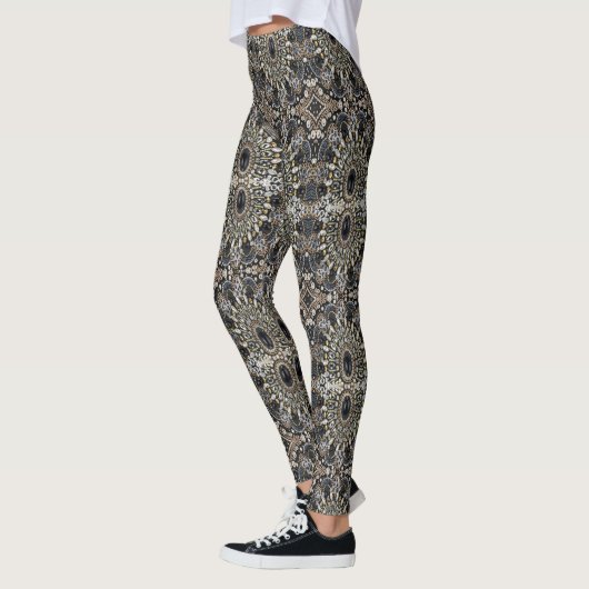 Art Deko Schwarz-Gold-Böhmisches Muster Leggings (Links)