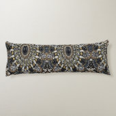 Art Deko Schwarz-Gold-Böhmisches Muster Seitenschläferkissen (Rückseite)