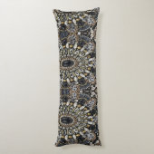Art Deko Schwarz-Gold-Böhmisches Muster Seitenschläferkissen (Rückseite (Vertikal))