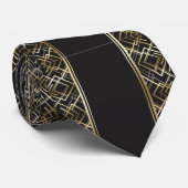 Art Deko, schwarz, gold, elegant, chic, monogramm Krawatte (Gerollt)