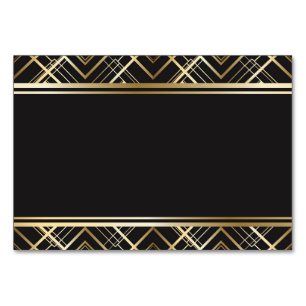 Art Deko, schwarz, gold, elegant, chic, monogramm  Tischnummer