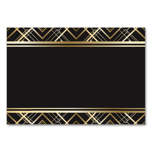 Art Deko, schwarz, gold, elegant, chic, monogramm  Tischnummer (Rückseite)