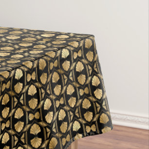 Art Deko Schwarz-Gold-Fliesen-Muster Tischdecke