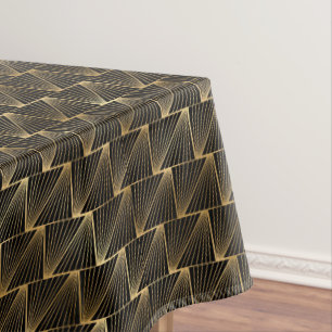 Art Deko Schwarz-Gold-Fliesen-Muster Tischdecke