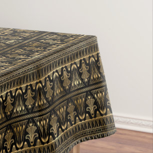 Art Deko Schwarz-Gold-Fliesen-Muster Tischdecke