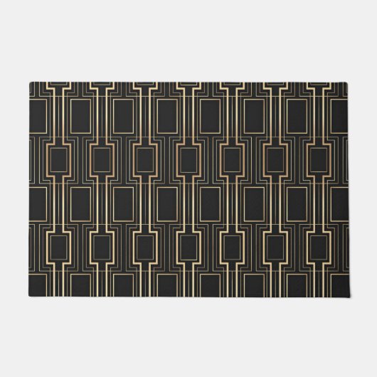 Art Deko Schwarz und Gold Fußmatte (Vorderseite)