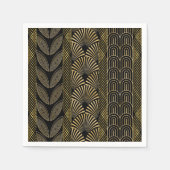 Art Deko Schwarz und Gold Serviette (Vorderseite)