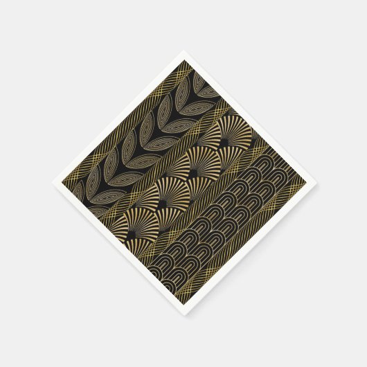 Art Deko Schwarz und Gold Serviette (Ecke)