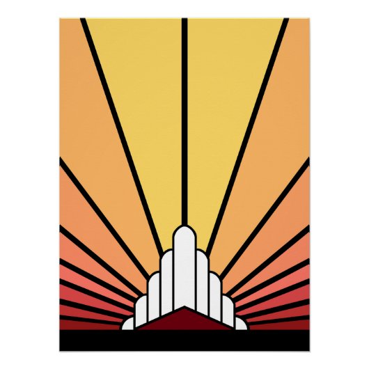 Art Deko Sonne im Morgengrauen (Vorderseite)