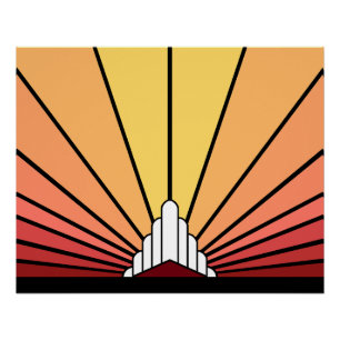 Art Deko Sonne im Morgengrauen