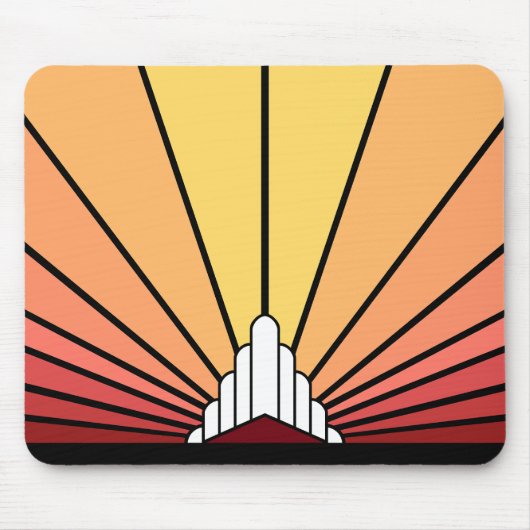 Art Deko Sonne im Morgengrauen Mousepad (Vorne)