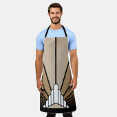 Art Deko Sonne in einer All-Over-Print-Schürze Schürze (Getragen)