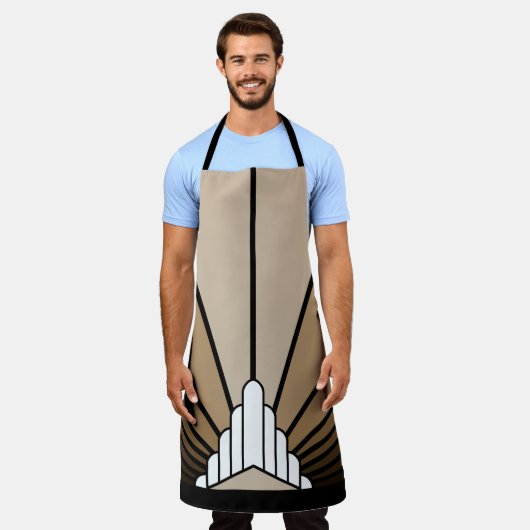 Art Deko Sonne in einer All-Over-Print-Schürze Schürze (Getragen)