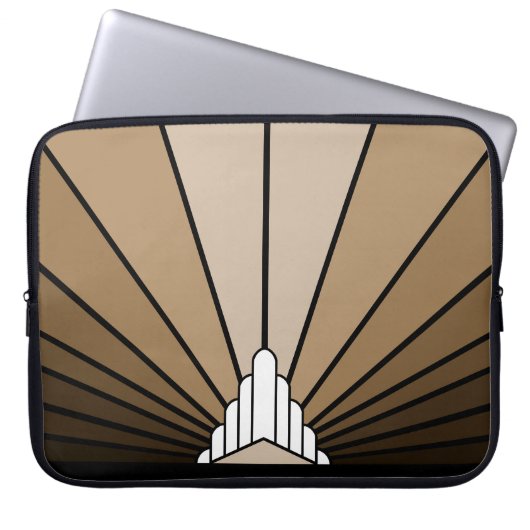 Art Deko Sonne in einer Elektronik-Tasche Laptopschutzhülle (Vorderseite)