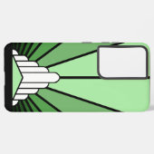 Art Deko Sonne in Grün Samsung Galaxy Hülle (Linke Seite)