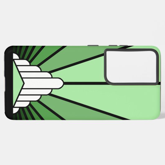 Art Deko Sonne in Grün Samsung Galaxy Hülle (Linke Seite)