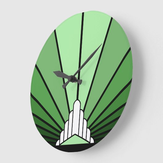 Art Deko Sonne in grüner Wall Uhr (Winkel)