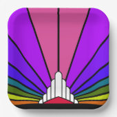 Art Deko Sonne in Regenbogenpapier Platte Pappteller (Vorderseite)