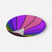 Art Deko Sonne in Regenbogenpapier Platte Pappteller (Schrägansicht)
