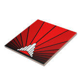 Art Deko Sonne in Rot Fliese (Seite)