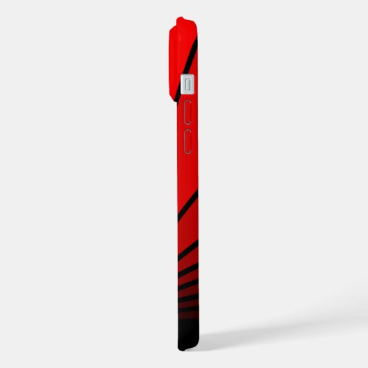 Art Deko Sonne in Rot iPhone Hülle (Linke Seite)