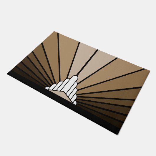 Art Deko Sonne in tan Door Mat Fußmatte (Schrägansicht)