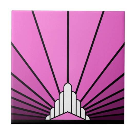 Art Deko Sonne pink Fliese (Vorderseite)