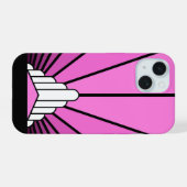 Art Deko Sonne pink iPhone 15 Hülle (Rückseite (Horizontal))