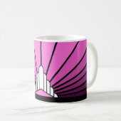 Art Deko Sonne pink Kaffeetasse (VorderseiteRechts)