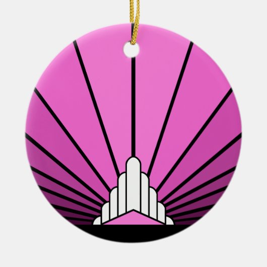 Art Deko Sonne pink Keramik Ornament (Vorne)