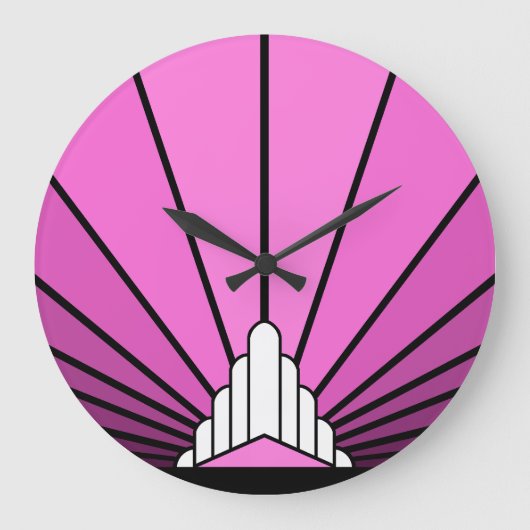 Art Deko Sonne pink Wall Uhr (Vorderseite)