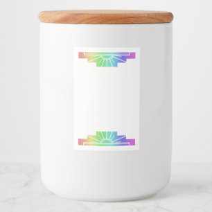 Art Deko Sonnenelement in blassem Regenbogen Lebensmitteletikett