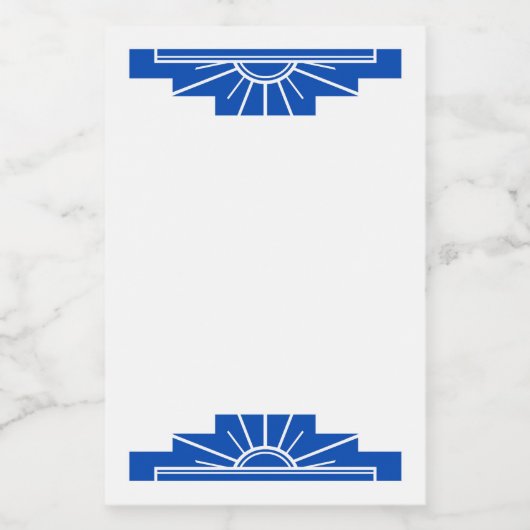 Art Deko Sonnenelement in dunkelblau Lebensmitteletikett (Einzelnes Label)