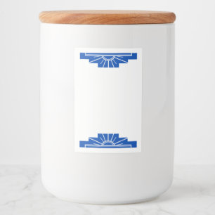 Art Deko Sonnenelement in dunkelblau Lebensmitteletikett