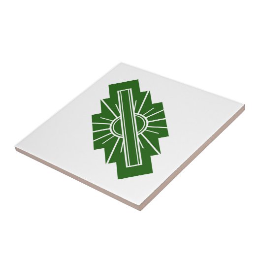 Art Deko Sonnenelement in dunkelgrün Fliese (Seite)