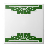 Art Deko Sonnenelement in dunkelgrün Fliese (Vorderseite)