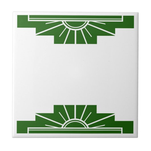 Art Deko Sonnenelement in dunkelgrün Fliese (Vorderseite)