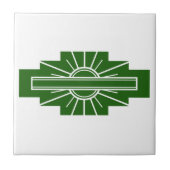 Art Deko Sonnenelement in dunkelgrün Fliese (Vorderseite)
