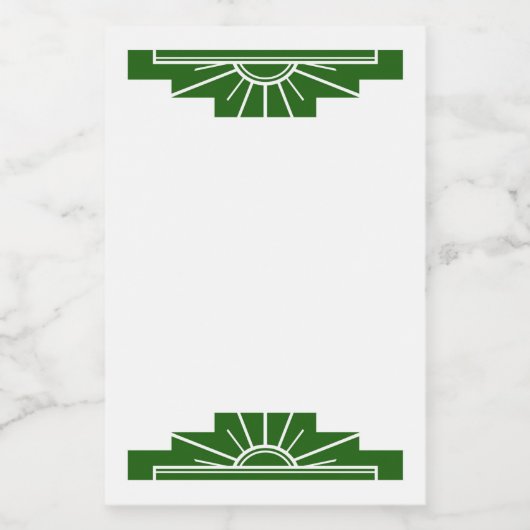 Art Deko Sonnenelement in dunkelgrün Lebensmitteletikett (Einzelnes Label)