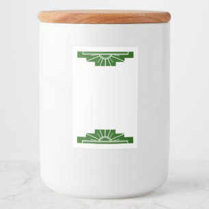 Art Deko Sonnenelement in dunkelgrün Lebensmitteletikett