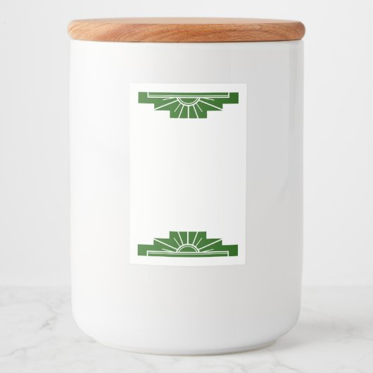 Art Deko Sonnenelement in dunkelgrün Lebensmitteletikett (Vorderseite)