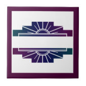 Art Deko Sonnenelement in dunklen Farben Fliese (Vorderseite)