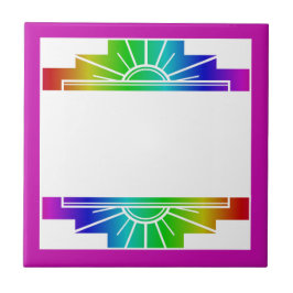 Art Deko Sonnenelement in Regenbogen Fliese