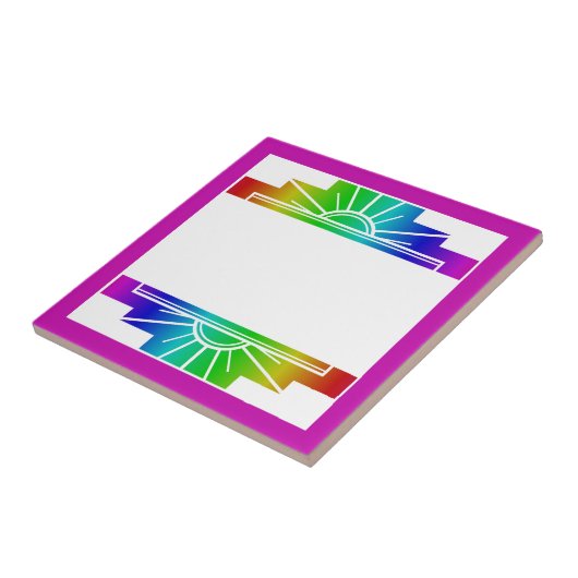 Art Deko Sonnenelement in Regenbogen Fliese (Seite)
