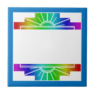 Art Deko Sonnenelement in Regenbogen Fliese