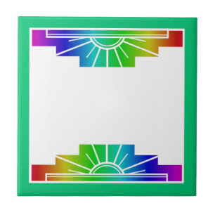 Art Deko Sonnenelement in Regenbogen Fliese