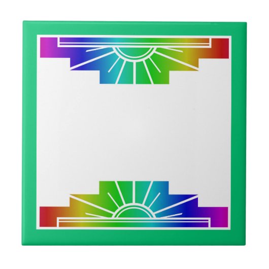 Art Deko Sonnenelement in Regenbogen Fliese (Vorderseite)