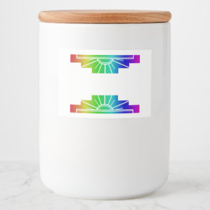Art Deko Sonnenelement in Regenbogen Lebensmitteletikett